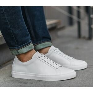 THURSDAY Men's Premier Low Top White Leather Sneakers Casual sz 9.5 Classic